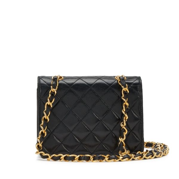 Chanel Vintage Black Quilted Lambskin Extra Mini Flap Bag Gold Hardware - Image 2