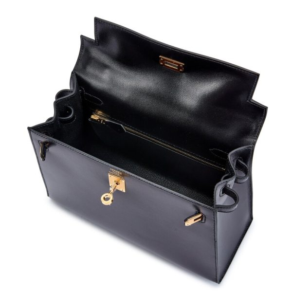 Hermès Black Box Kelly 25 Sellier Gold Hardware - Image 3