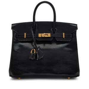 Hermès Black Niloticus Lizard Birkin 25 Gold Hardware