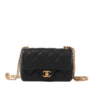 Chanel Black Quilted Caviar Heart Crush Flap Bag Aged Gold Hardware