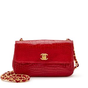 Chanel Red Alligator Mini Half Flap Gold Hardware