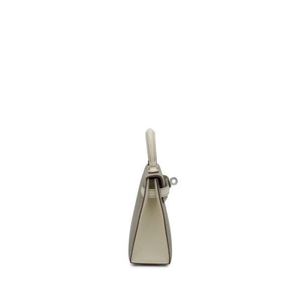 Hermès Gris Asphalt and Nata Mini Kelly II 20 Palladium Hardware - Image 3
