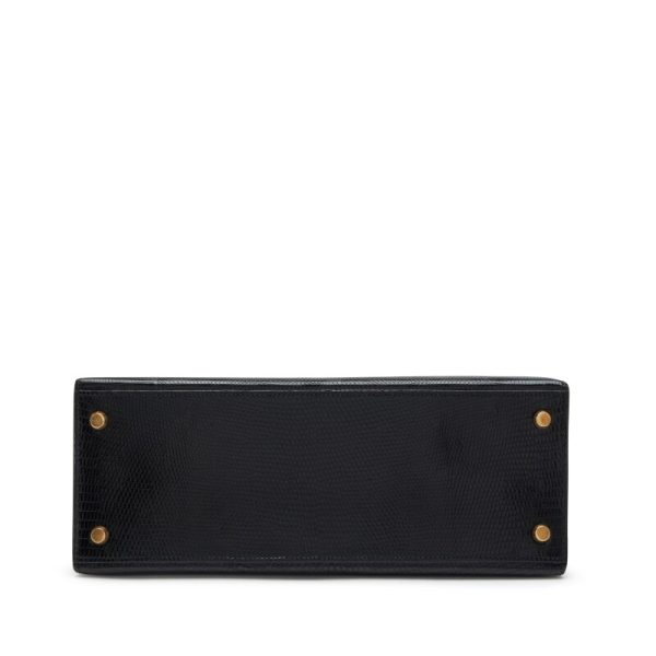 Hermès Black Varanus Salvator Lizard Sellier Kelly 28 Gold Hardware - Image 5