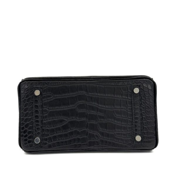 Hermès Black Matte Alligator Birkin 25 Brushed Palladium Hardware - Image 5