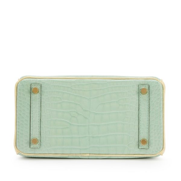 Hermès Vert-D'eau and Vanille Matte Alligator HSS Birkin 25 Brushed Gold Hardware - Image 5