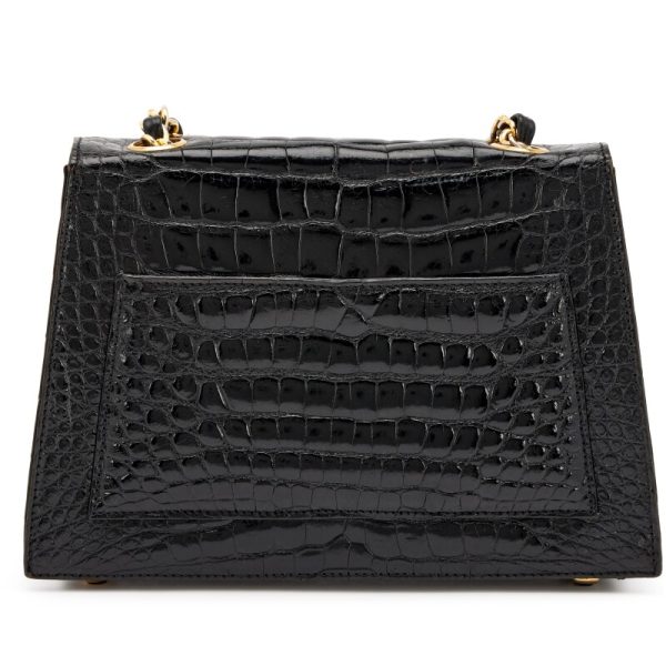 Chanel Black Alligator CC Trapezoid Flap Bag Gold Hardware - Image 2
