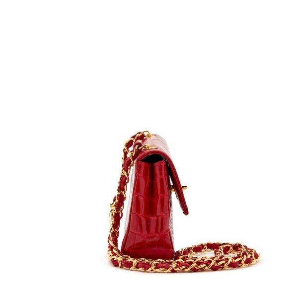 Chanel Red Alligator Mini Half Flap Gold Hardware - Image 3