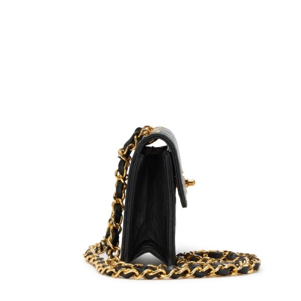 Chanel Vintage Black Quilted Lambskin Extra Mini Flap Bag Gold Hardware - Image 3