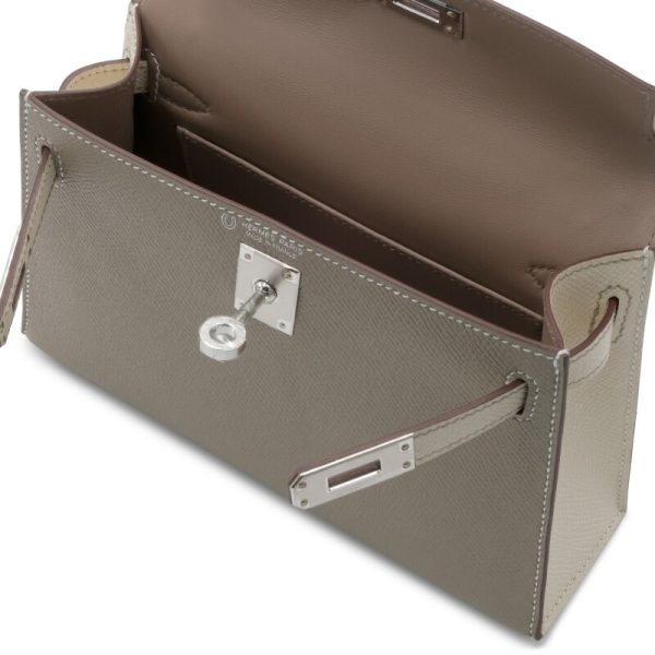 Hermès Gris Asphalt and Nata Mini Kelly II 20 Palladium Hardware - Image 6
