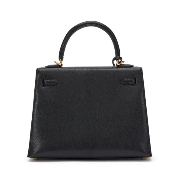 Hermès Black Chèvre Chamkila Sellier Kelly 25 Gold Hardware - Image 2
