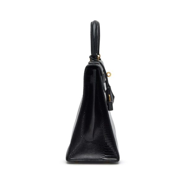 Hermès Black Varanus Salvator Lizard Sellier Kelly 28 Gold Hardware - Image 4