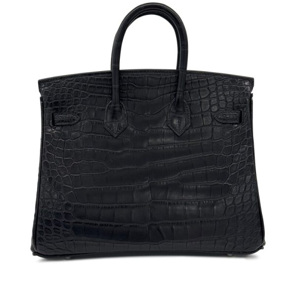 Hermès Black Matte Alligator Birkin 25 Brushed Palladium Hardware - Image 2