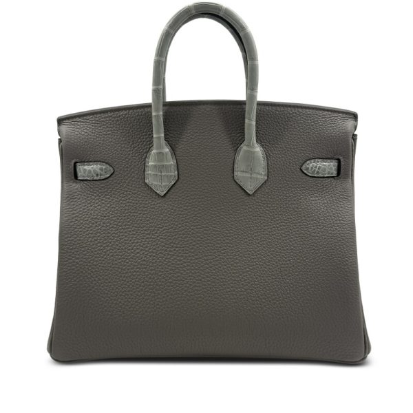 Hermès Limited Edition Gris Meyer Togo and Gris Ciment Matte Alligator Touch Birkin 25 Palladium Hardware - Image 2