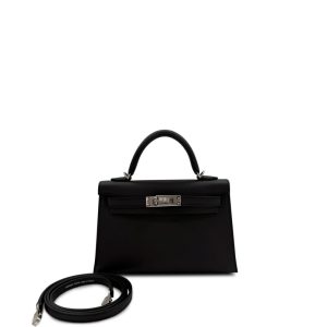 Hermès Black Mini Kelly II 20 Palladium Hardware
