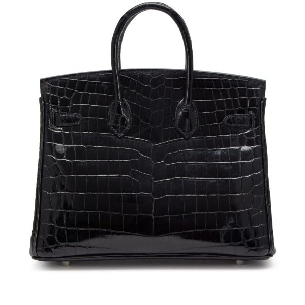 Hermès Black Shiny Niloticus Crocodile Birkin 25 Palladium Hardware - Image 2