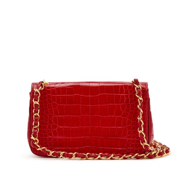 Chanel Red Alligator Mini Half Flap Gold Hardware - Image 2