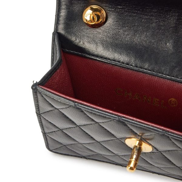 Chanel Vintage Black Quilted Lambskin Extra Mini Flap Bag Gold Hardware - Image 6