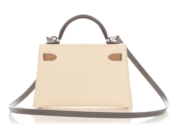 Hermès Nata, Gris Meyer, and Chai Epsom Tri-color Sellier Mini Kelly 20 II Palladium Hardware - Image 2