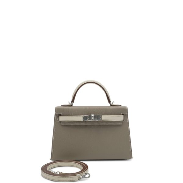 Hermès Gris Asphalt and Nata Mini Kelly II 20 Palladium Hardware