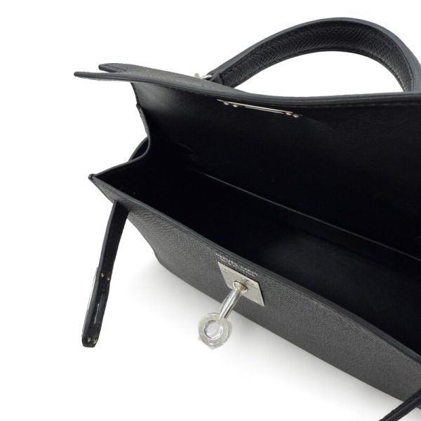 Hermès Black Mini Kelly II 20 Palladium Hardware - Image 6