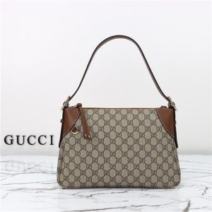 Gucci GG Emblem Medium Shoulder Bag Brown