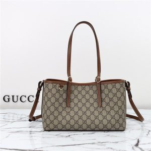 Gucci GG Emblem Small Tote Bag Brown