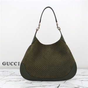 Gucci B Medium Shoulder Bag Green Suede