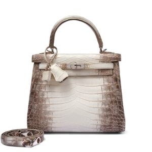 Hermès White Matte Crocodile Kelly 25 Palladium Hardware
