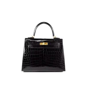 Hermès Kelly 25 Crocodile Niloticus Black