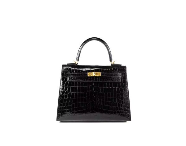 Hermès Kelly 25 Crocodile Niloticus Black